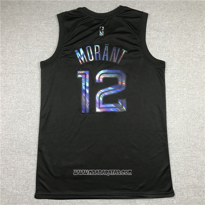 Camiseta Memphis Grizzlies Ja Morant #12 Iridescent Logo Negro